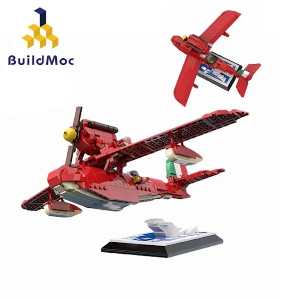 Buildmoc Anime-serie Porco Rosso Röd Gris Sjöflygplan Savoia S‧21 Flogore Byggstenar Macchi M.33 Flygplan Leksaker för Barn PDF(.101)