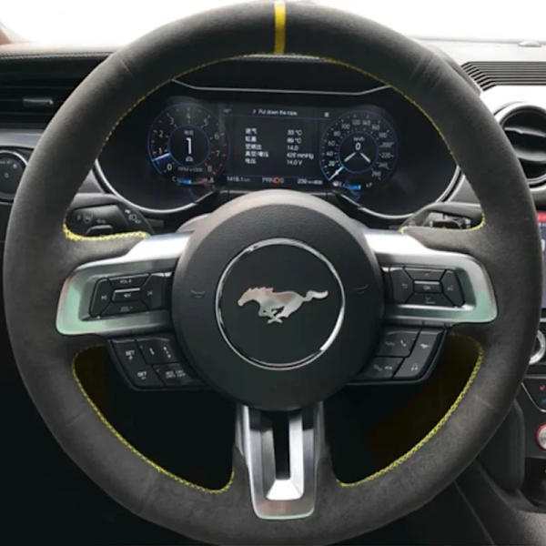 DIY handsydd högkvalitativ halkfri mockarattstyrningshölje för Ford Mustang 2015-2019 Mustang GT 2015-2019 style 3