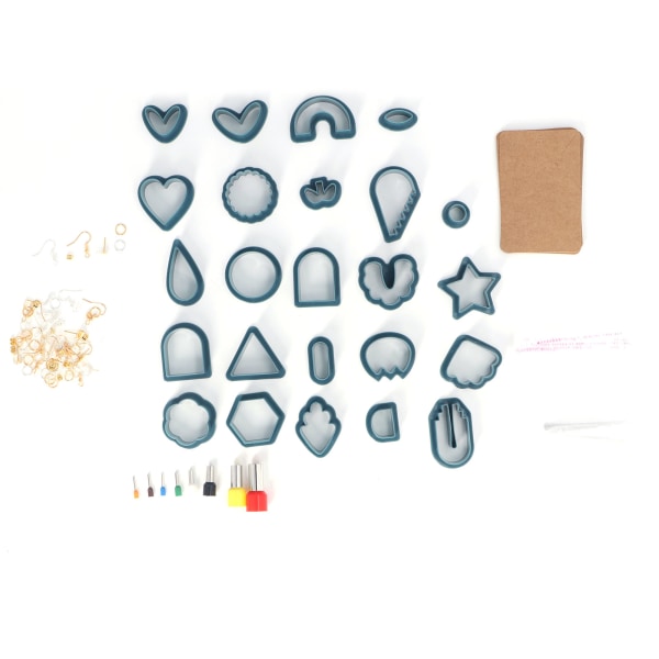 142 stk. Mørkeblå Polymer ler skæresæt Plast polymer ler skæreværktøj DIY ler smykker Øreringe Making Kit Gaver
