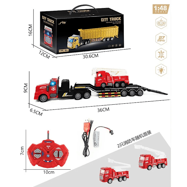1/48 4-kanals trådlös fjärrstyrd ingenjörslastbil tung transportbil stor lastbil tippbil pojkleksak QH200-13D