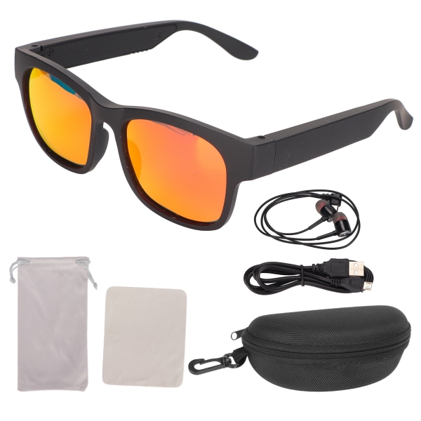 Smarta glasögon Stereo brusreducerande trådlösa Bluetooth solglasögon med hörlurar för cykling Löpning Körning FiskeBländande guld