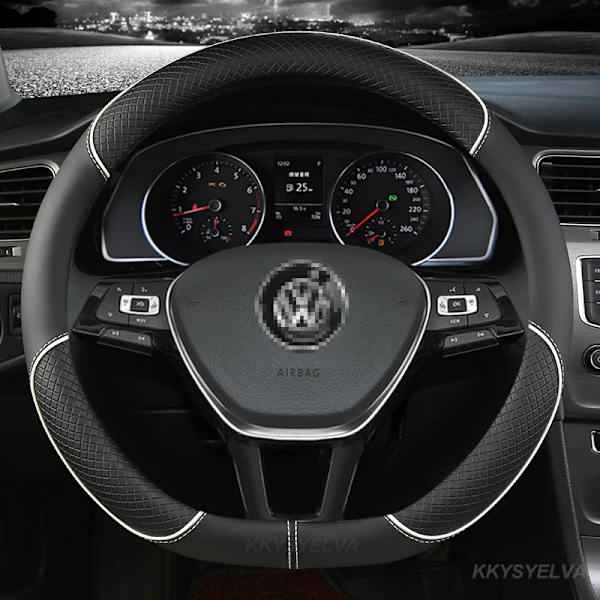 Rattöverdrag i PU-läder för VW Sharan Passat Caddy Touran Tiguan Golf Polo Teramont Atlas T-Roc T-Cross (38cm) AD38CM