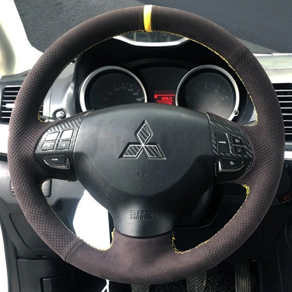Skräddarsydd rattöverdrag i mocka för Mitsubishi Lancer X 10 2007-2015 Outlander 2006-2013 ASX 2010-2013 Colt