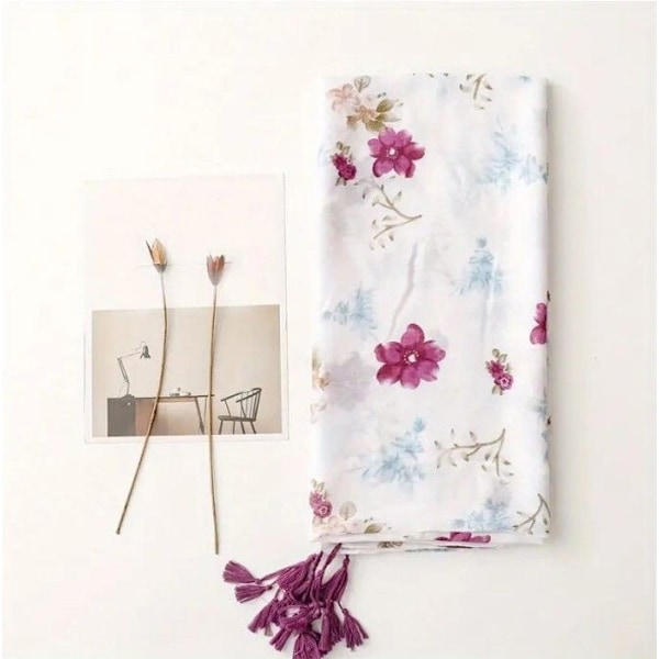 Polyester Pompom Sjal Halsduk för Dam 180 X 90 Cm 32674 VIOLET BLUE