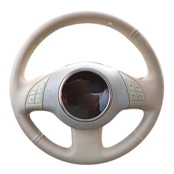 Beige PU-läder handsydd rattöverdrag för Fiat 500 2007-2015 500e 2014-2018 500c 2014-2017 Faux Leather(.127)