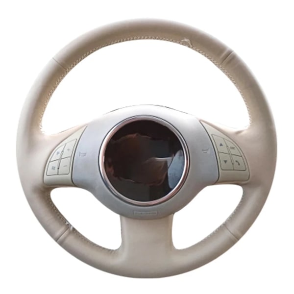 Beige PU-läder handsydd rattöverdrag för Fiat 500 2007-2015 500e 2014-2018 500c 2014-2017 Faux Suede(.130)