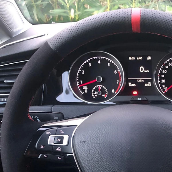 Anti-halk svart äkta läder mocka rattöverdrag fläta gör-det-själv för Volkswagen VW Golf 7 MK7 nya Polo Jetta Passat B8