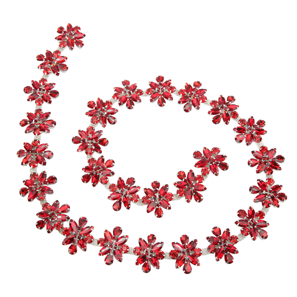 tekojalokiviketju 1 piha 3,5 cm leveä värit kukkatyyppi kiiltävä hieno tekojalokivi applikaatio hääjuhliinPunainen