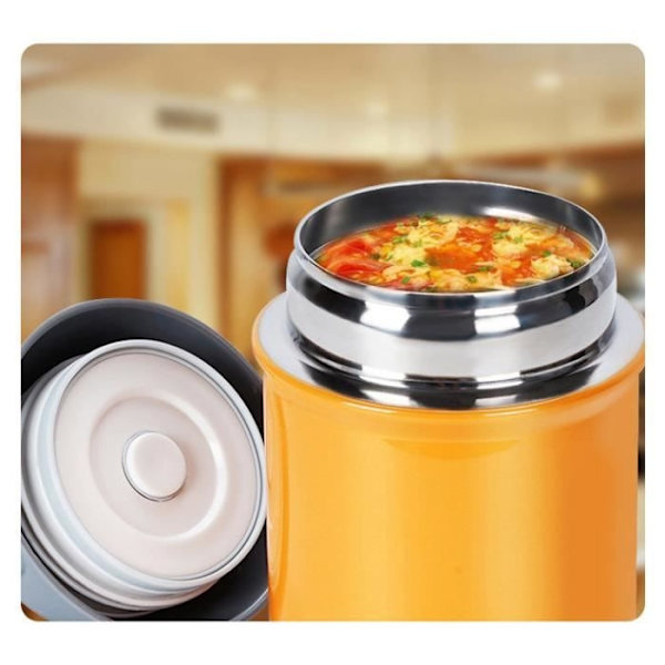Isolerad matbehållare - Rostfritt stål - 450 ml - Läcksäker - Dubbla lager - Orange Orange