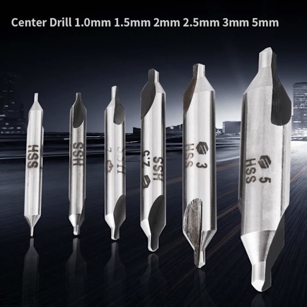6st Hss 60° Centrerborr Set Ø 1/1.5/2/2.5/3/5Mm För Metall