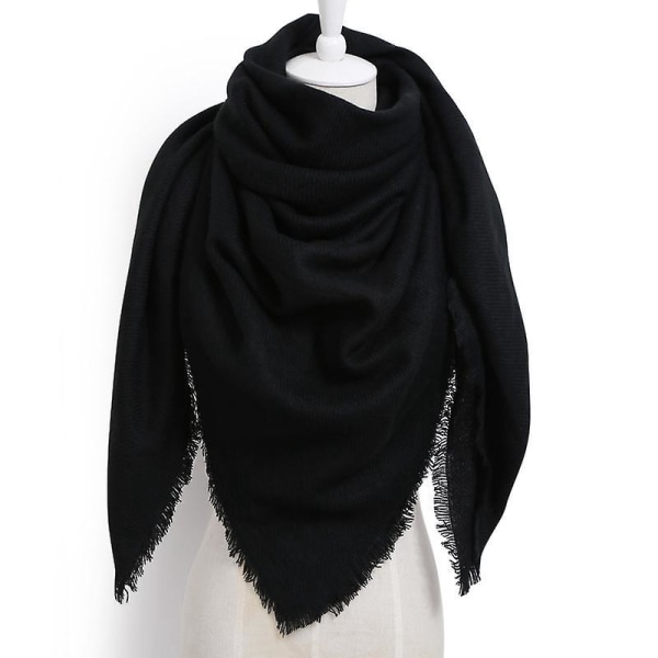 Hyggeligt bomuldstørklæde til kvinder - Ensfarvet firkantet sjal til efterår og vinter