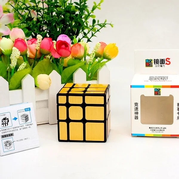 Mfjs Mirror Cube 3X3 Magic Speed Cube Stickerless Professionell Fidget Leksak Spegel 3X3 Cubo Magico Pussel mirror golden