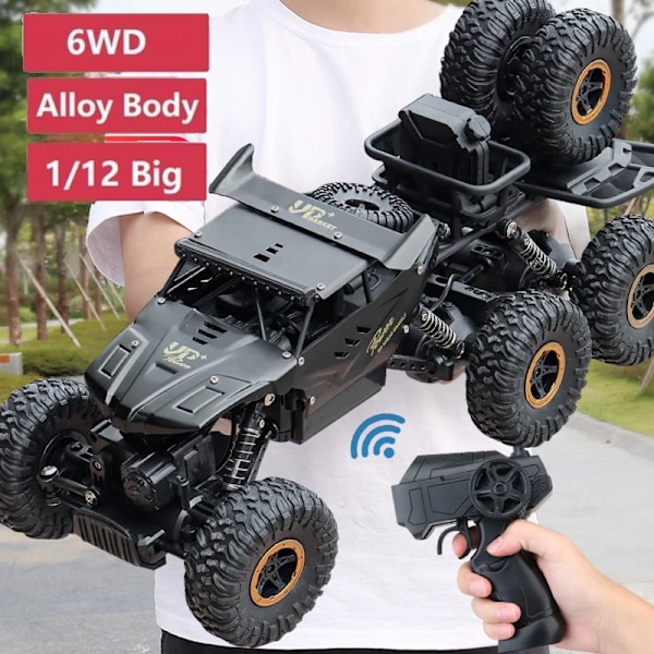 1/12 38cm stor RC-bil 6WD 2,4 GHz fjärrkontroll crawler drift terrängfordon hög hastighet elektrisk bil lastbil leksaker för pojkar 38CM Black