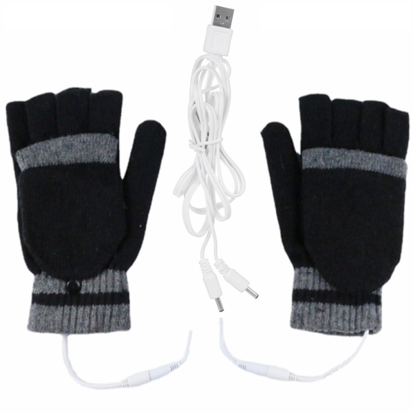 USB-opvarmede handsker til mænd Kvinder Vinter Varme Laptop Handsker Hel Halve Hænder Opvarmede Fingerløse Handsker Vaskbar Design