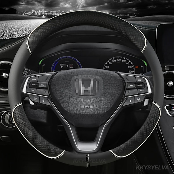 Mikrofiberläder rattöverdrag för Honda Civic CRV XRV Accord 2016 ~ 2019 2021 10:e generationen, högkvalitativa biltillbehör WHITE