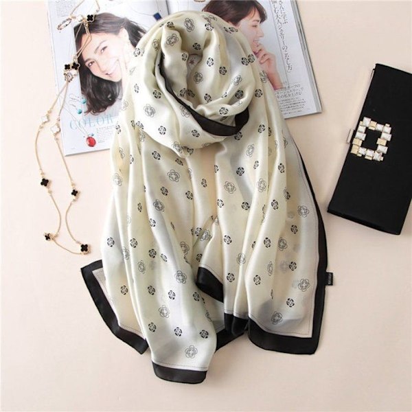 Sidenscarf för damer, varm, mjuk, elegant, stil - benvit