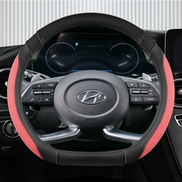 Isilke + läder D-formad rattöverdrag för Hyundai Creta II 2021 2022 biltillbehör COFFEE