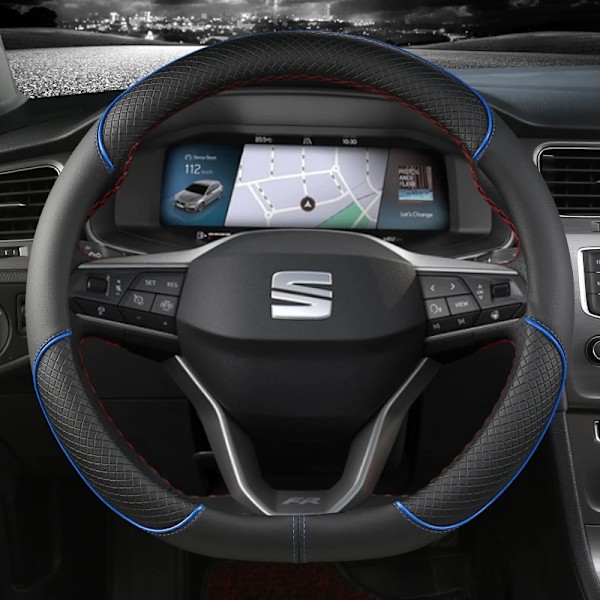 Rattskinnsöverdrag i PU-läder för Seat Leon MK1 MK2 MK3 MK4 1999~2020 1M 1P 5F KL1 KL8 5F FR - Halksäker biltillbehör D shape Blue