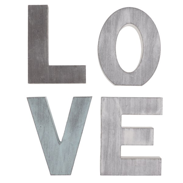 Wood Love Sign Distressed Retro Utsökt fristående multicolor design bokstäver LOVE dekoration prydnad