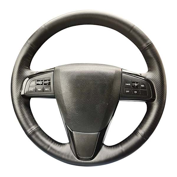 Halksäker svart läderflätad rattöverdrag för Mazda 3 Axela 2008-2013 CX-7 CX7 2010-2016 Mazda 5 biltillbehör