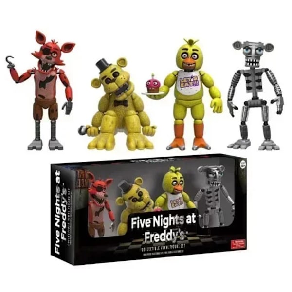 Fem nätter hos Freddy Freddy Fazbear actionfigur PVC mobiltelefon med rörliga leder guldmodell leksakssats byggklossar set 1-with box