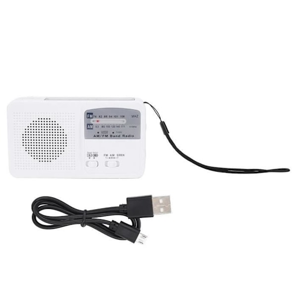 Bärbar solcellsradio - Rui - Handvev - AM/FM - LED-belysning - Telefonladdare White