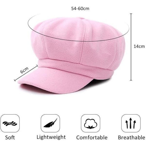 Basker - Elegant - Baskerhatt för dam - Mocka och polyester - One Size - Rosa pink