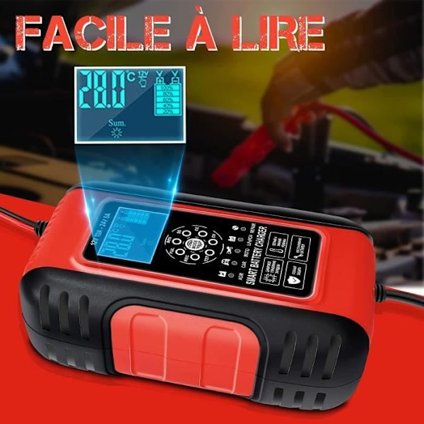 10A Intelligent Batteriladdare 12V-24V Bil Motorcykel Batteriladdare Automatisk Underhållare Med LCD-Display Fo[32]