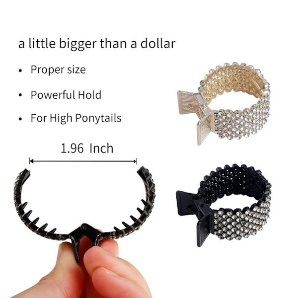 Hårklämmor med strasshaj för höga hästsvansar för kvinnor (3-pack)