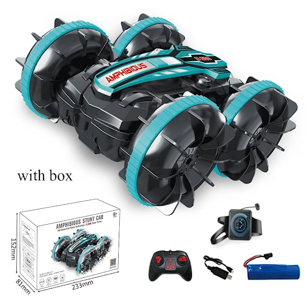 Nyaste radiostyrda bil 2.4g amfibisk stunt rc bil dubbelsidig drift flip tumlande körning gest elektriska leksaker för pojke CV-B500-2 blue W