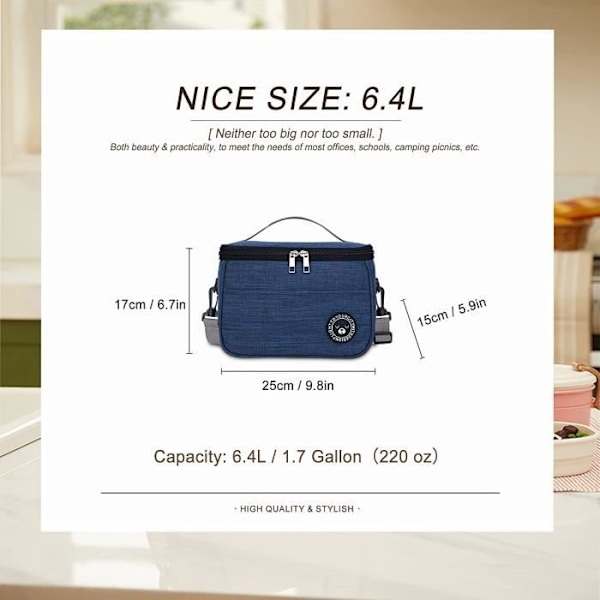 Isolerad Väska - Ej Specificerad - Förtjockad Modell - 6.4L - Bättre Värmeisolering - Elegant Design Blue