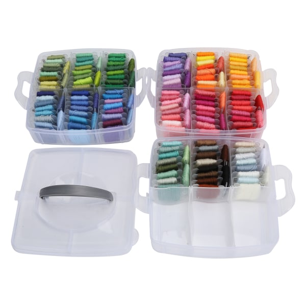 Kirjontalanka ThreeLayer Box 150 värillinen muovilevyn ompelulanka askartelutuotteille