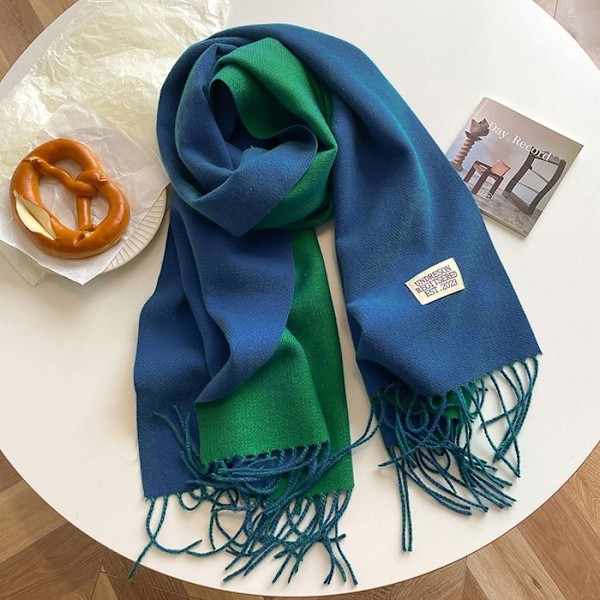 Lyxigt varumärke Cashmere Scarf för kvinnor, Pompom Bandana, Wrap Shawl, Pashmina, Tippet - Teal Hole