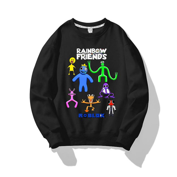 Roblox Rainbow Friends Pullover Varm sweater Rainbow Friends Tøj med tryk Børnetrøje Sort Komfortabel 130cm
