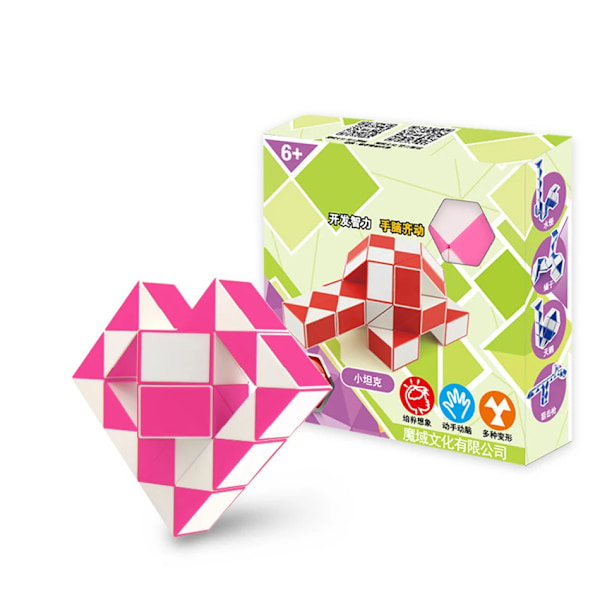 Cubing Classroom 24 Snake Speed Cubes Twist Magic Puzzle för barn, festgåvor, färgglada pedagogiska leksaker Pink Magic Ruler