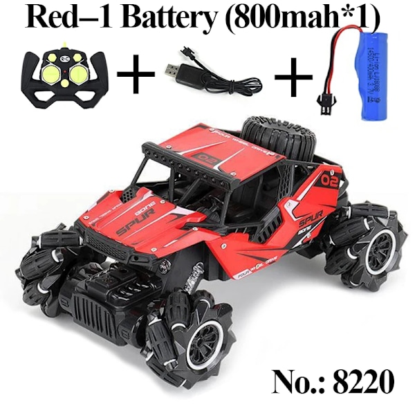 Paisible ny rock crawler elektrisk 4WD drift RC-bil 2,4 GHz fjärrkontroll stunt spray leksaksbilar för pojkar maskin på radiokontroll 8220 Red-800mah
