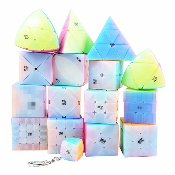 Jelly Color Magic Cube 2X2 3X3 4X4 5X5 Pyramid Nyckelring Speed Cube Pedagogisk Cubo Magico Pussel Leksak För Barn Present 2X2 Pyramid