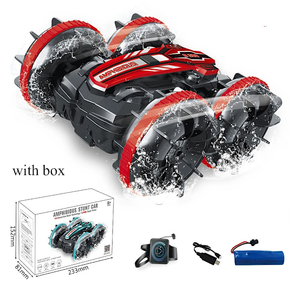 Nyaste radiostyrda bil 2.4g amfibisk stunt rc bil dubbelsidig drift flip tumlande körning gest elektriska leksaker för pojke CV-B500-1 red W