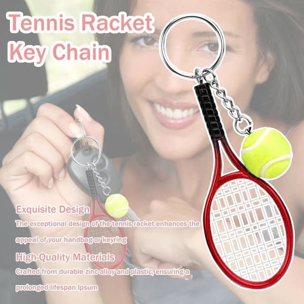 Nyckelring Hänge Mini Tennisracket (Röd)