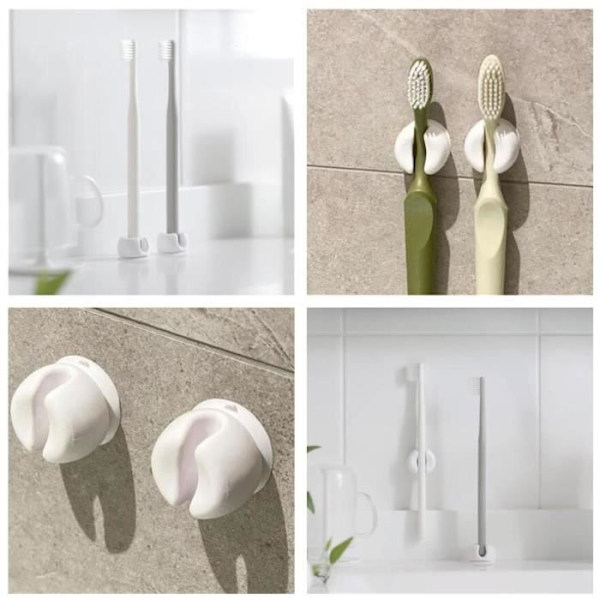 Tandborsthållare - Noname - Multifunktionell - Sugpropp - Pvc - 4 Delar black, white