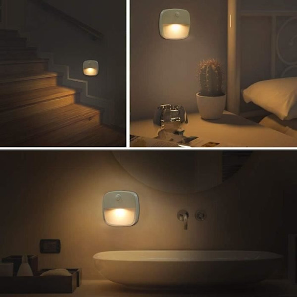 3 Led Nattlampa, Väggmonterad Nattlampa Med Självhäftande Rörelsesensor, Väggmonterad Nattlampa För Badrum, Sovrum,