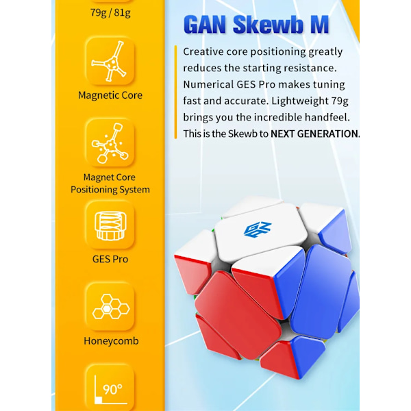 Skewb Magnetisk Speed Cube M Stickerless Skewb Speedcube 32 Magneter Förbättrad Version Professionell Magisk Kub Pussel Leksaker Enhanced