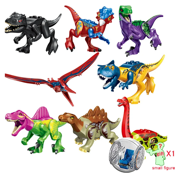 Jurassic World Byggstenar Dinosaurierfigurer Klossar med Flykt Gyrosphere Tyrannosaurus Indominus I-Rex Montera Barnleksaker Small dinosaur(.102)