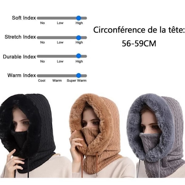 Leoclotho Vinterbalaklava för Kvinnor - Elastisk Halsvärmare Mössa - Gul - Polyester khaki YELLOW