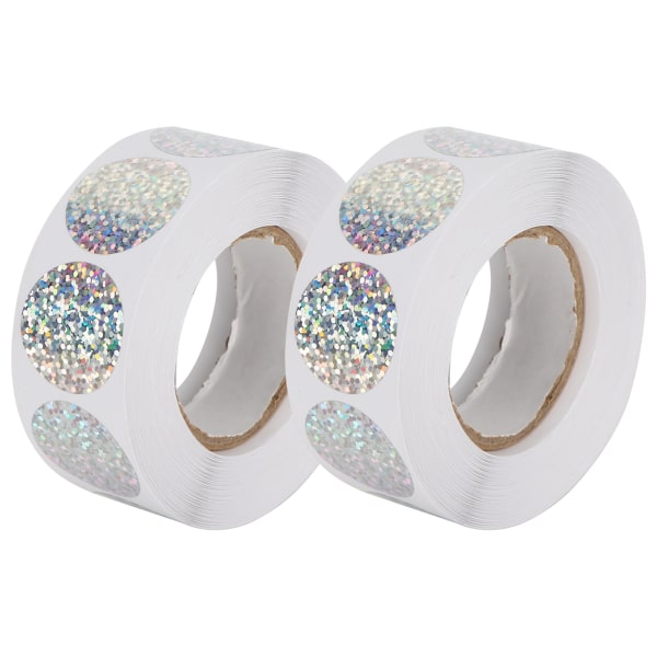 2 stk klistremerke runde paljetter trykt dekorativ tape Washi utklippsbok emballasjeforsyning