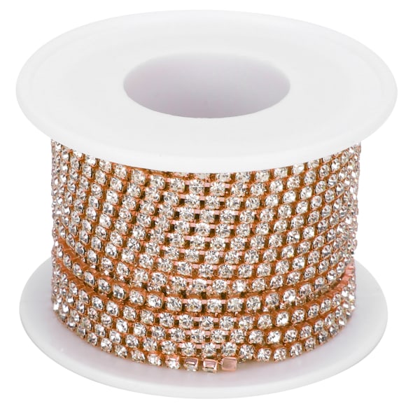 SS8‑2,5 mm 10 yards kunstig diamantkjede DIY Hjemmehåndverk BryllupsdekorasjonskjedeRose Gold