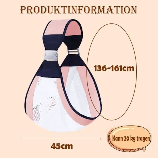 Andningsbar Bärsele, Justerbar 3D Mesh Bärsjal För Spädbarn, Nyfödda Småbarn, Upp Till 18Kg (Rosa Mesh) Pink