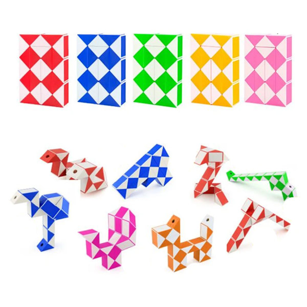 Cubing Classroom 24 Snake Speed Cubes Twist Magic Puzzle för barn, festgåvor, färgglada pedagogiska leksaker Red Magic Ruler