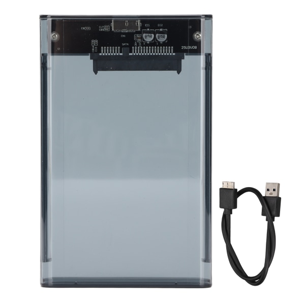 Harddisk kabinet USB3.0 SATA Hard Disk kabinet Velegnet til 2,5 tommer 7/9,5 mm SATA Interface HDD/SSD Hard Disk Case Transparent Grey
