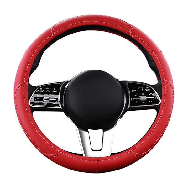 Motocovers bil anti-halk läder rattöverdrag universell bil ratt skyddande överdrag mode stil 38cm rosa Type D red